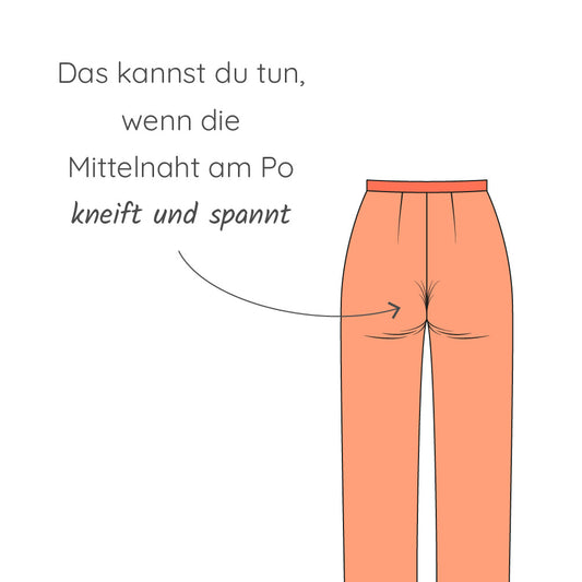 Hosenschnitt anpassen: Mittelnaht kneift und spannt am Po