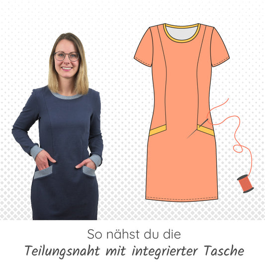 Teilungsnaht mit integrierter Tasche nähen