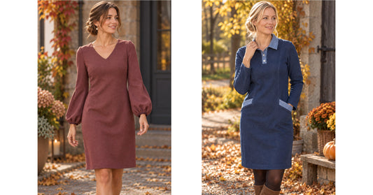 Herbstkleid nähen: 2 Modelle aus dem Basic Dress - feminin und sportlich